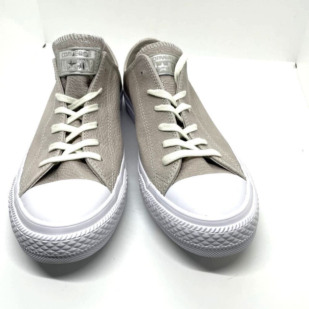 Converse Chuck Taylor All Star OX Leather Sneaker Pale Putty Silver Womens 8